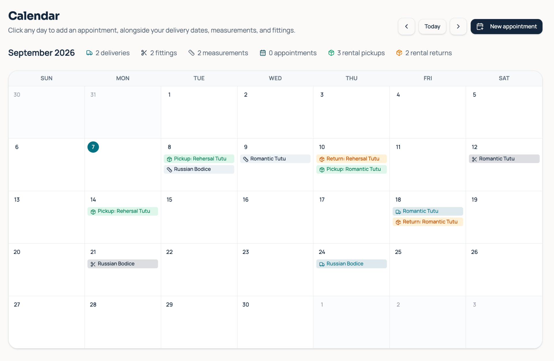 Studio calendar preview